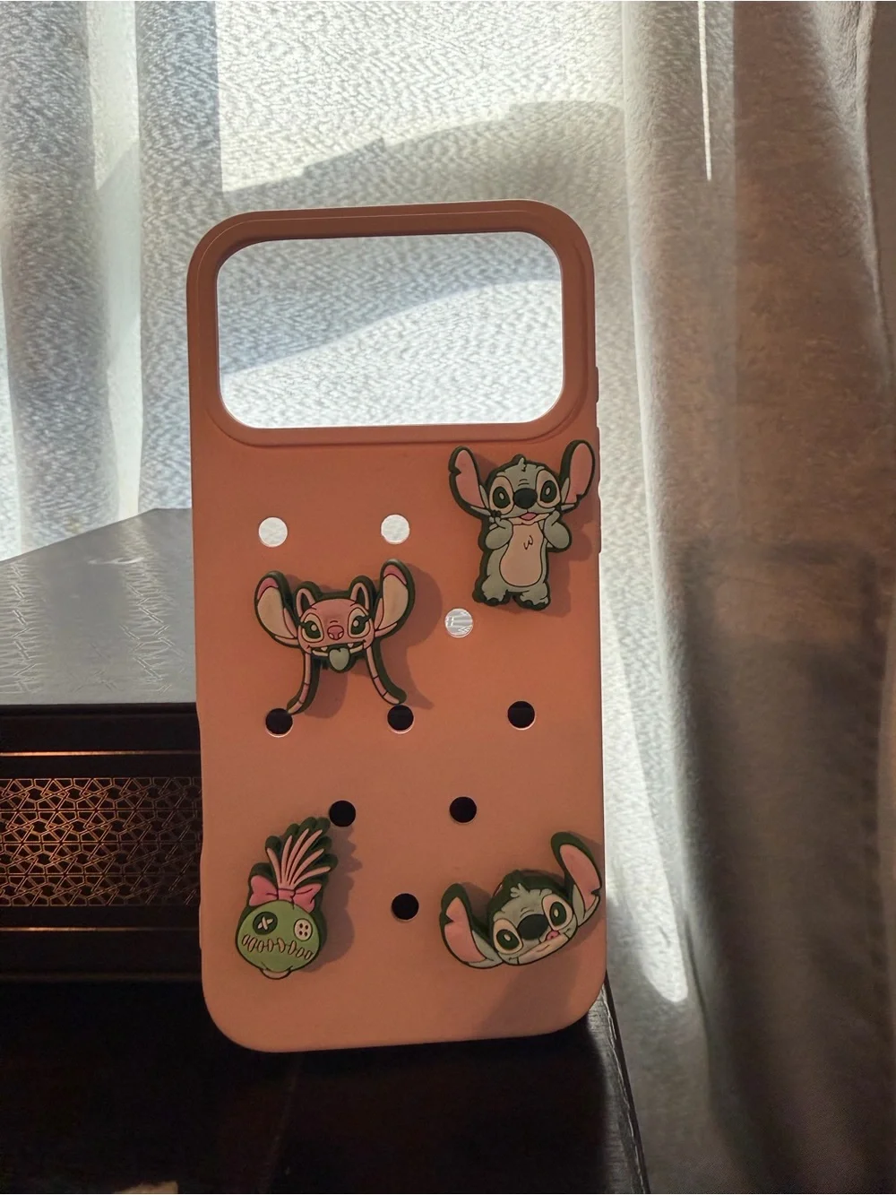 Pink Cartoon Silicone Phone Case with Decorative Charms